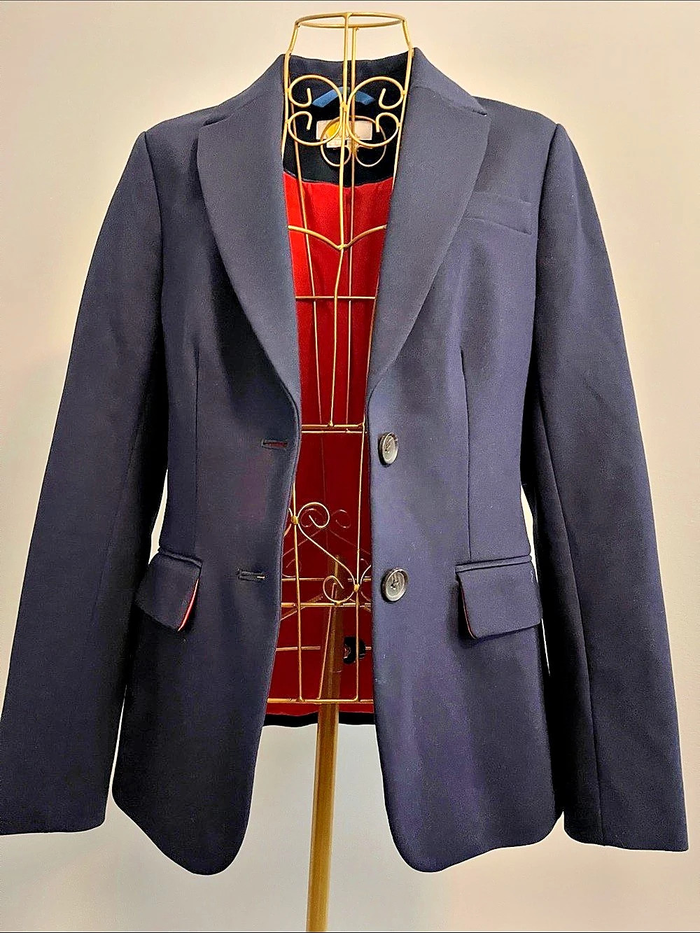 Boden Women's navy blue Blazer with red lining Size 6 Like New